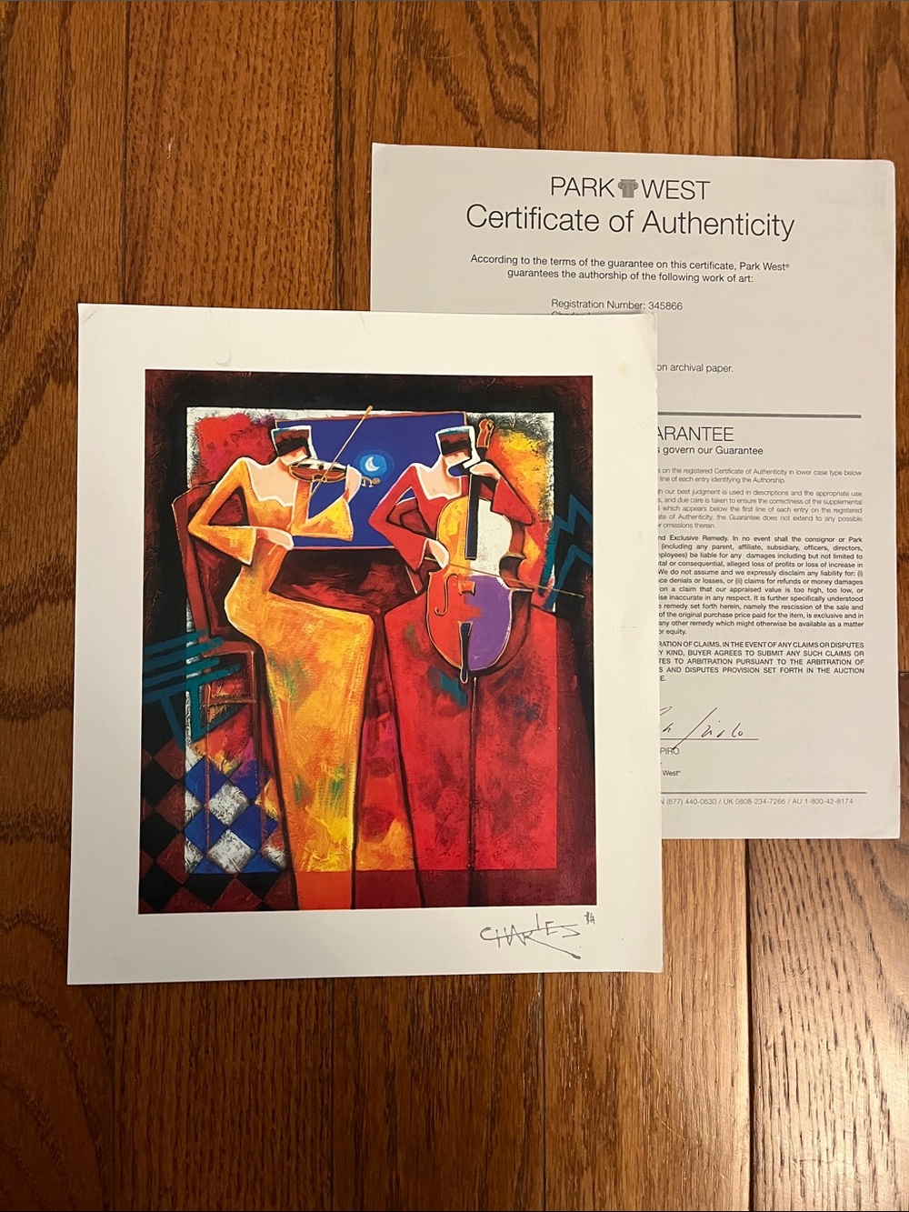 DUET NIGHT Seriolithograph Charles  Lee Certificate of Authenticity